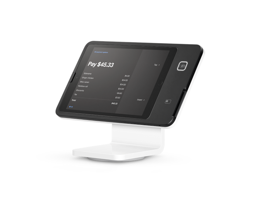 Square Stand point of sale system on a shop counter